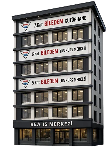 Biledem kurs merkezi binası — Beylikdüzü Rea İş Merkezi: 5. katta LGS, 6. katta YKS kurs merkezi, 7. katta kütüphane